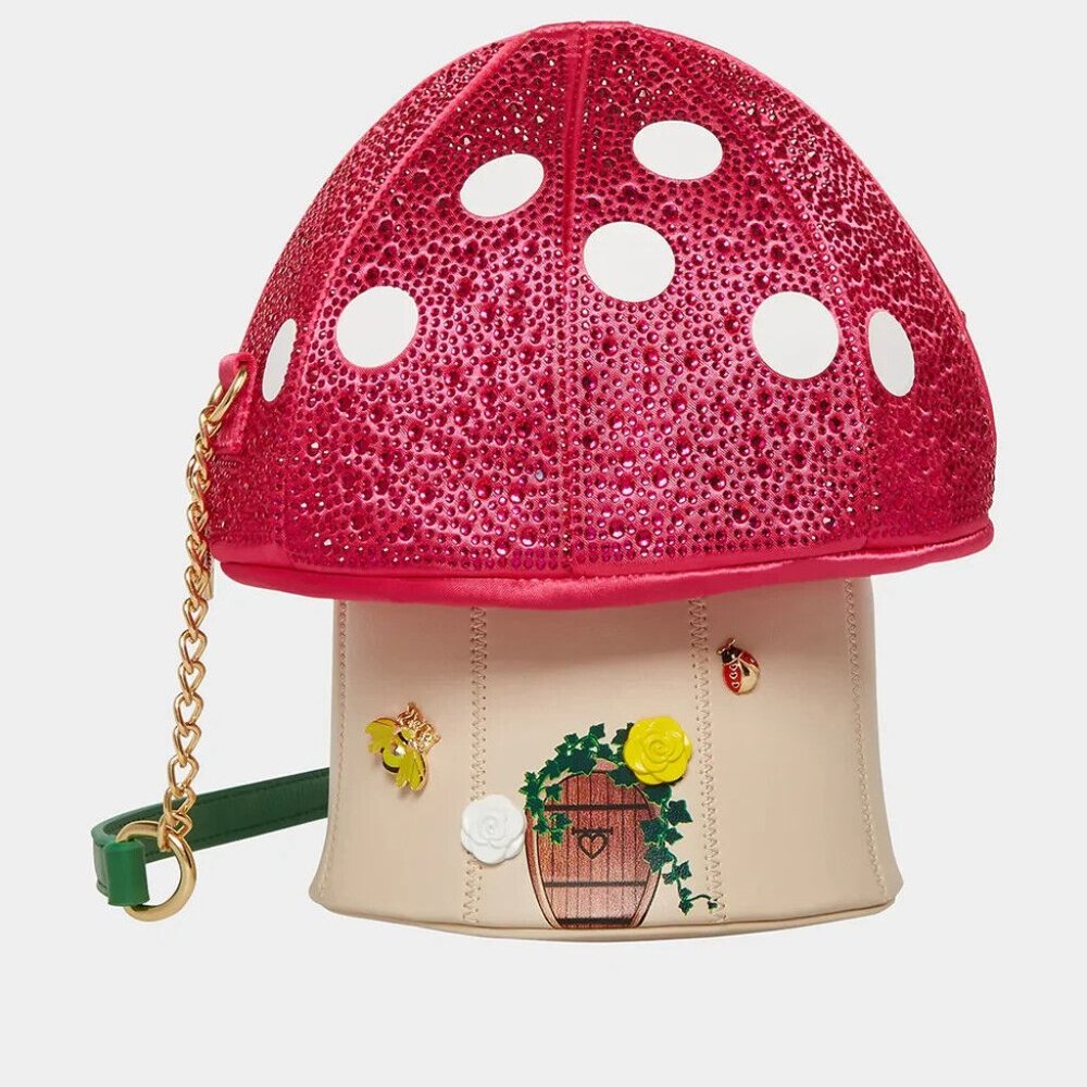 Betsey Johnson Pink and Cream Mushroom Crossbody Bag